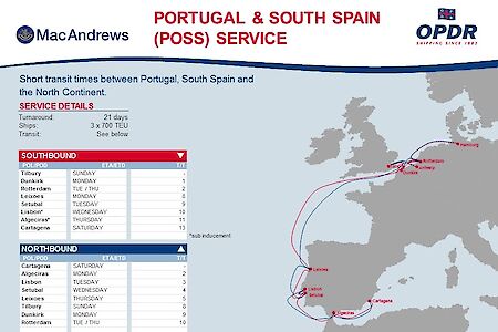 MacAndrews und OPDR starten einen neuen Liniendienst zwischen Nordeuropa und der Iberischen Halbinsel 