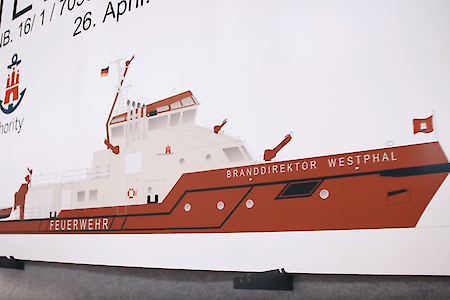 Feierliche Kiellegung des neuen Feuerlöschboots "Branddirektor Westphal“